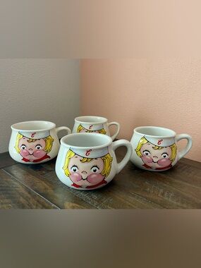 Vintage 1998 Houston Harvest Gift Campbell Soup Kid Mugs_Set of 4_16oz